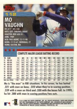 2000 Topps Opening Day #112 Mo Vaughn Back
