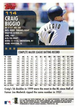2000 Topps Opening Day #114 Craig Biggio Back