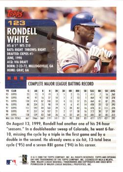 2000 Topps Opening Day #123 Rondell White Back