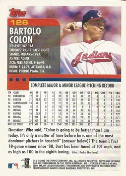 2000 Topps Opening Day #126 Bartolo Colon Back
