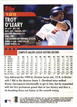 2000 Topps Opening Day #129 Troy O'Leary Back
