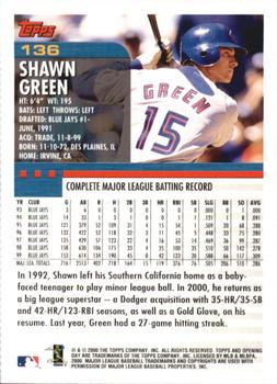 2000 Topps Opening Day #136 Shawn Green Back
