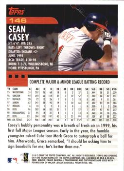 2000 Topps Opening Day #146 Sean Casey Back