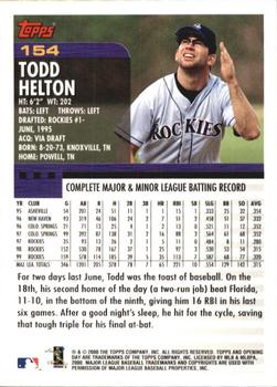 2000 Topps Opening Day #154 Todd Helton Back