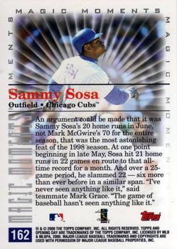2000 Topps Opening Day #162 Sammy Sosa Back