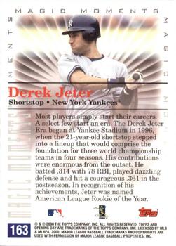 2000 Topps Opening Day #163 Derek Jeter Back