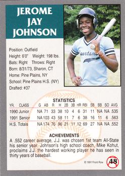 1991 Front Row Draft Picks #48 J.J. Johnson Back