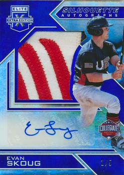 2016 Panini Elite Extra Edition - USA Baseball Collegiate National Team Silhouette Autographs Blue #USA-ES Evan Skoug Front