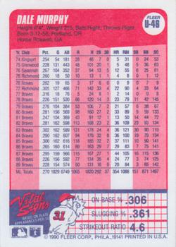 1990 Fleer Update #U-46 Dale Murphy Back