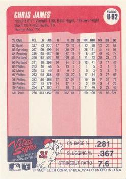 1990 Fleer Update #U-92 Chris James Back