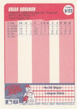 1990 Fleer Update #U-122 Brian Bohanon Back