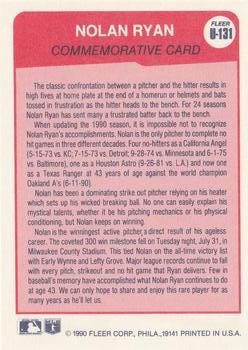1990 Fleer Update #U-131 Nolan Ryan Back