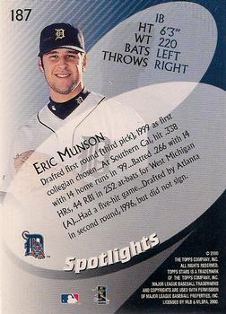 2000 Topps Stars #187 Eric Munson Back
