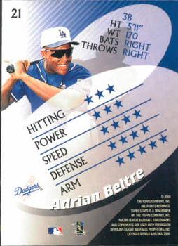2000 Topps Stars #21 Adrian Beltre Back