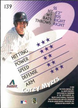 2000 Topps Stars #139 Corey Myers Back