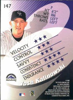 2000 Topps Stars #147 Josh Kalinowski Back
