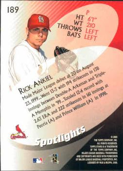 2000 Topps Stars #189 Rick Ankiel Back