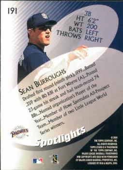2000 Topps Stars #191 Sean Burroughs Back