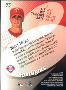 2000 Topps Stars #193 Brett Myers Back