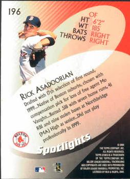 2000 Topps Stars #196 Rick Asadoorian Back