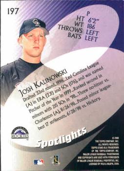 2000 Topps Stars #197 Josh Kalinowski Back