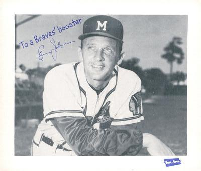 1957 Spic and Span Milwaukee Braves 4x5 #NNO Ernie Johnson Front