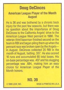 1986 Donruss Highlights #39 Doug DeCinces Back
