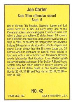1986 Donruss Highlights #42 Joe Carter Back