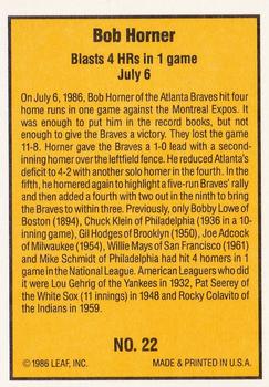 1986 Donruss Highlights #22 Bob Horner Back