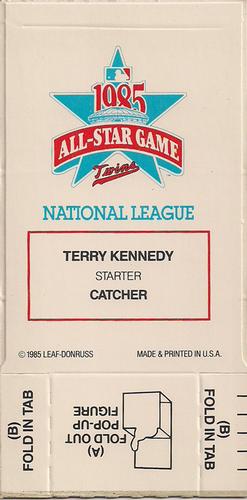 1986 Donruss All-Stars - Pop-Ups #NNO Terry Kennedy Back