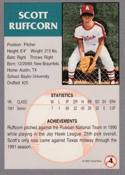 1991 Front Row Draft Picks - Gold #4 Scott Ruffcorn Back