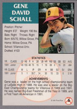 1991 Front Row Draft Picks - Gold #6 Gene Schall Back