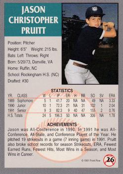 1991 Front Row Draft Picks - Gold #26 Jason Pruitt Back