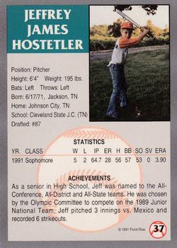 1991 Front Row Draft Picks - Gold #37 Jeff Hostetler Back