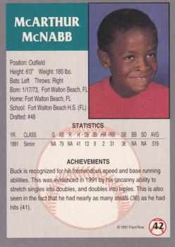 1991 Front Row Draft Picks - Gold #42 Buck McNabb Back