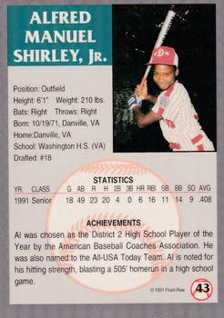 1991 Front Row Draft Picks - Gold #43 Al Shirley Back
