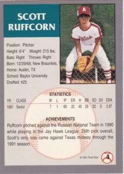 1991 Front Row Draft Picks - Silver #4 Scott Ruffcorn Back
