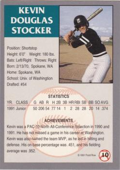 1991 Front Row Draft Picks - Silver #10 Kevin Stocker Back
