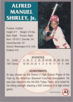 1991 Front Row Draft Picks - Silver #43 Al Shirley Back