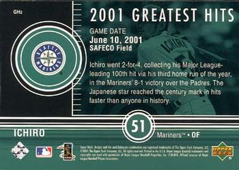 2002 Upper Deck - 2001 Greatest Hits #GH2 Ichiro Back