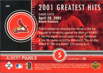 2002 Upper Deck - 2001 Greatest Hits #GH3 Albert Pujols  Back