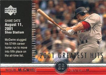 2002 Upper Deck - 2001 Greatest Hits #GH6 Mark McGwire  Front