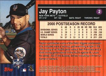 2000 Topps Subway Series #2 Jay Payton Back