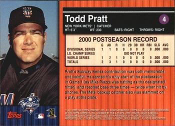 2000 Topps Subway Series #4 Todd Pratt Back