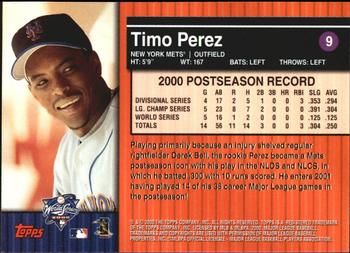 2000 Topps Subway Series #9 Timo Perez Back