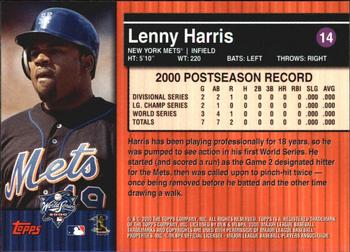 2000 Topps Subway Series #14 Lenny Harris Back