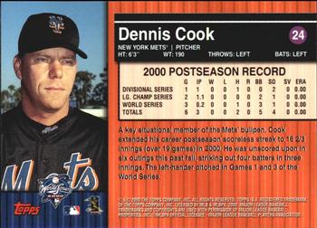 2000 Topps Subway Series #24 Dennis Cook Back