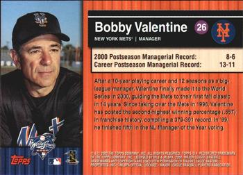 2000 Topps Subway Series #26 Bobby Valentine Back