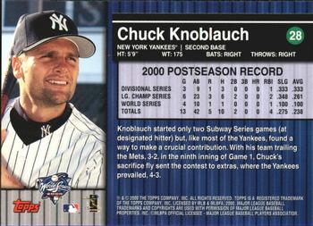 2000 Topps Subway Series #28 Chuck Knoblauch Back