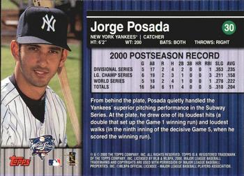 2000 Topps Subway Series #30 Jorge Posada Back